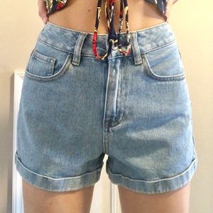 PacSun Womens Ocean Blue Denim Mom Shorts